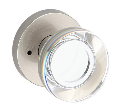 Baldwin Reserve PVCCYCRR150 Satin Nickel Privacy Contemporary Crystal Knob with Contemporary Round Rose