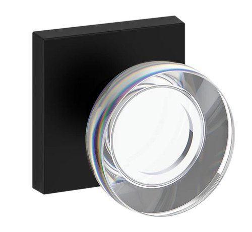 Baldwin Reserve PSCCYCSR190 Satin Black Passage Contemporary Crystal Knob with Contemporary Square Rose