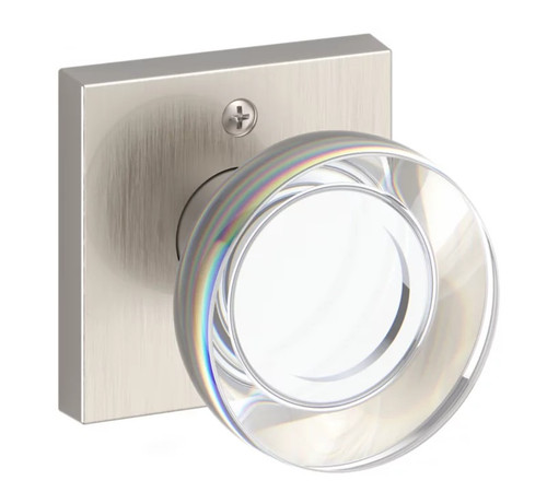 Baldwin Reserve HDCCYCSR150 Satin Nickel Half Dummy Contemporary Crystal Knob with Contemporary Square Rose