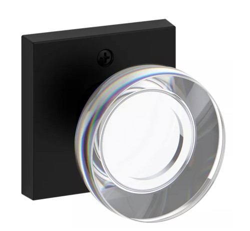 Baldwin Reserve HDCCYCSR190 Satin Black Half Dummy Contemporary Crystal Knob with Contemporary Square Rose