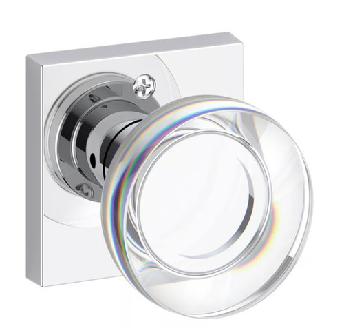 Baldwin Reserve HDCCYCSR260 Polished Chrome Half Dummy Contemporary Crystal Knob with Contemporary Square Rose