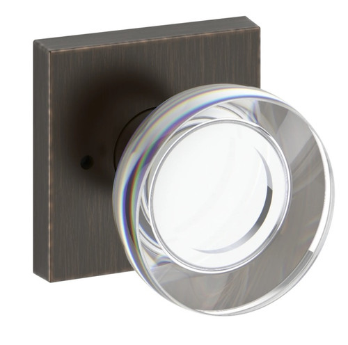 Baldwin Reserve PVCCYCSR112 Venetian Bronze Privacy Contemporary Crystal Knob with Contemporary Square Rose