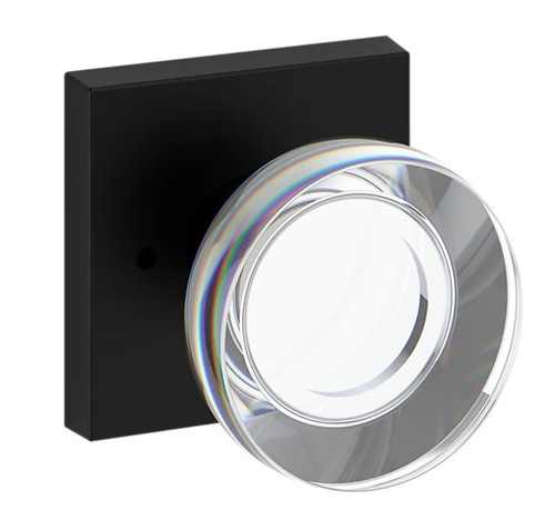 Baldwin Reserve PVCCYCSR190 Satin Black Privacy Contemporary Crystal Knob with Contemporary Square Rose