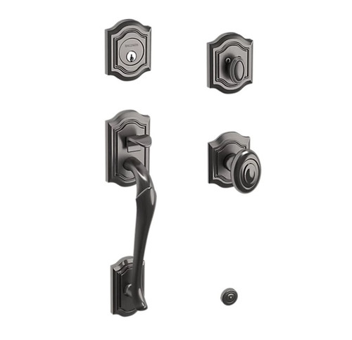 Baldwin 85327076DBLC Lifetime Graphite Nickel Double Cylinder Bethpage Handleset with Bethpage Knob