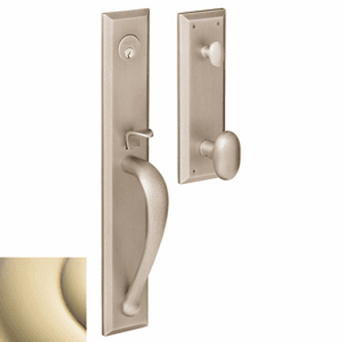 Baldwin 6403044RENT/LENT Lifetime Satin Brass Single Cylinder Cody Full Handleset with Beavertail Lever