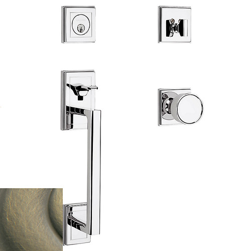 Baldwin 85310050DBLC Satin Brass & Black Double Cylinder Hollywood Hills Handleset with Knob