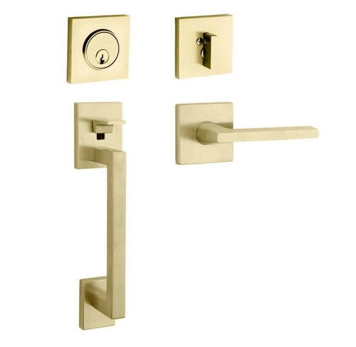 Baldwin 85390044LDBL Lifetime Satin Brass Double Cylinder Minneapolis Handleset with 5162 Lever (Left)