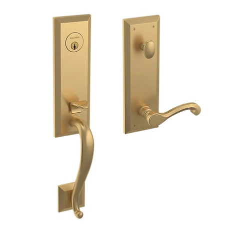 Baldwin 85355033RFD/LFD Vintage Brass Dummy Stonegate Handleset with Classic Lever