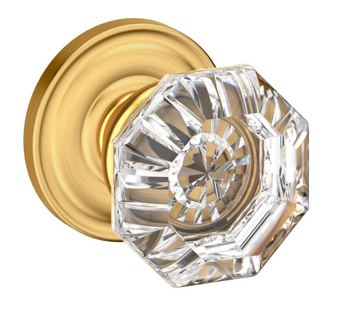 Baldwin 5080044PASS-PRE Lifetime Satin Brass Fillmore Crystal Passage Knob with 5048 Rose