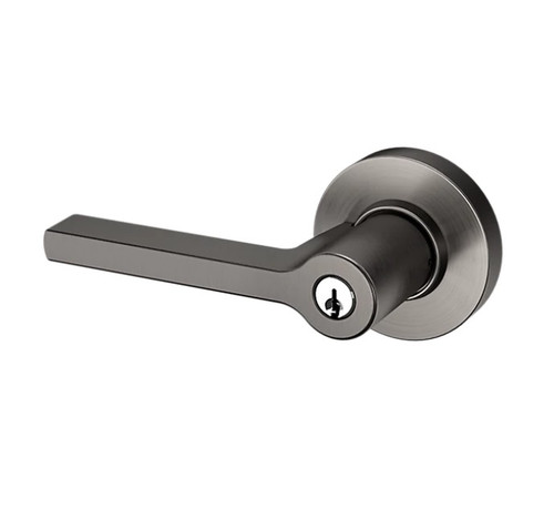 Baldwin 5260076LENT Lifetime Graphite Nickel Keyed Entry Square Lever with Round Rose (Left Handed)