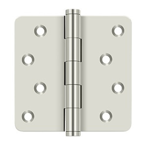 Deltana DSB4R414-RZ Polished Nickel Residential Zig-zag Hole Pattern 4" x 4" 1/4" Radius Corner Brass Hinge