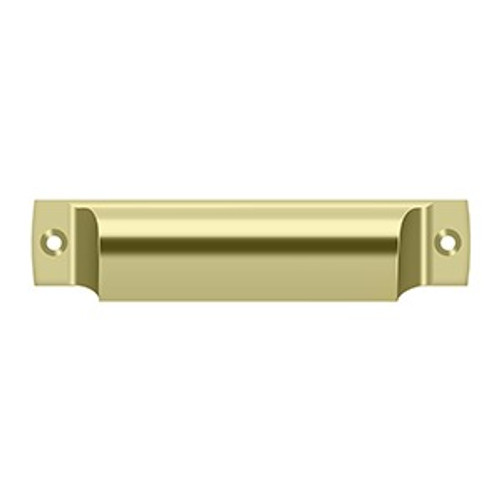 Deltana SHP40U3-UNL 4" Rectangular Shell Pull Unlacquered Bright Brass Finish