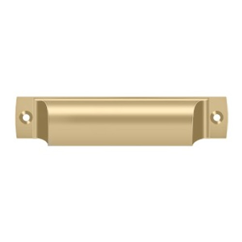 Deltana SHP40U4 4" Rectangular Shell Pull Satin Brass Finish