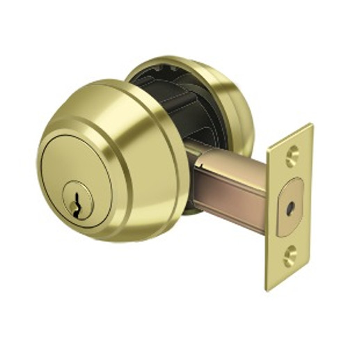 Deltana CL200LM-3 Single Deadbolt Grade 1; Bright Brass Finish