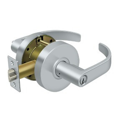 Deltana CL604EVC-26D Commercial Store Room Standard Grade 2 Curved Lever with Cylinder Lockset Satin Chrome Finish