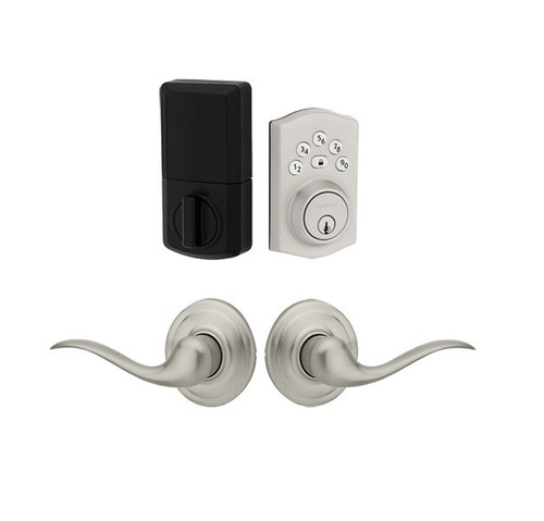 Kwikset 9240TRL/720TNL-15 Traditional Powerbolt Electronic SmartCode Deadbolt with Tustin Lever Satin Nickel Finish