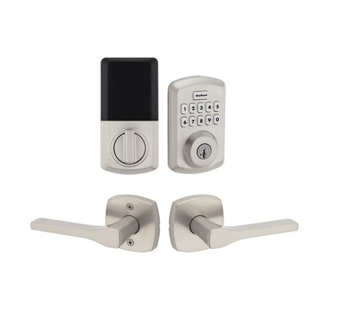 Kwikset 9250TRS/720TPLMDT-15 Transitional Powerbolt 2 Electronic SmartCode Deadbolt SmartKey with Tripoli Lever Satin Nickel Finish