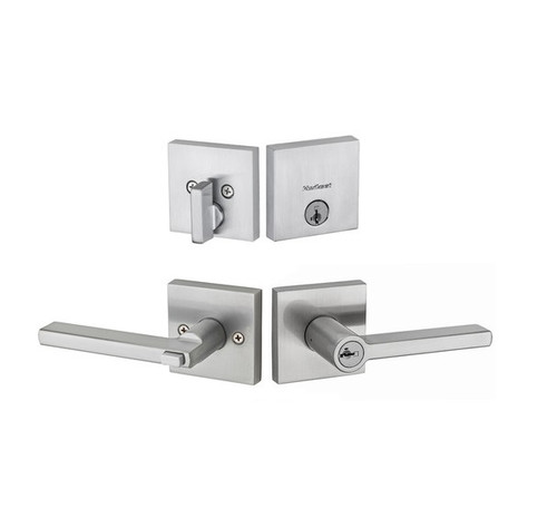 Kwikset 258SQT-740HFLSQT-26D Satin Chrome Downtown Single Cylinder Deadbolt with Halifax Keyed Entry Lever