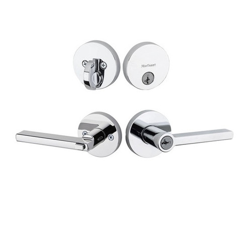 Kwikset 258RDT-740HFLRDT-26 Bright Chrome Uptown Single Cylinder Deadbolt with Halifax Keyed Entry Lever