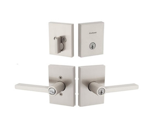 Kwikset 258RCT-740HFLRCT-15 Satin Nickel Rectangular Single Cylinder Deadbolt with Halifax Keyed Entry Lever