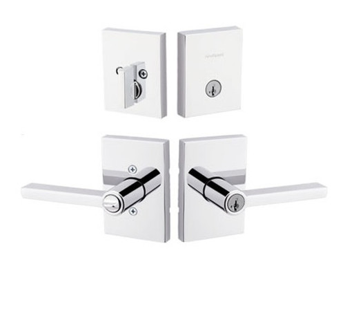 Kwikset 258RCT-740HFLRCT-26 Bright Chrome Rectangular Single Cylinder Deadbolt with Halifax Keyed Entry Lever