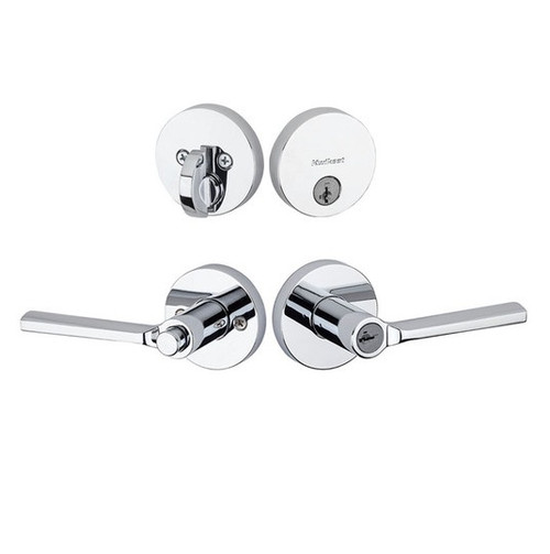 Kwikset 258RDT-740LSLRDT-26 Bright Chrome Uptown Single Cylinder Deadbolt with Libson Keyed Entry Lever