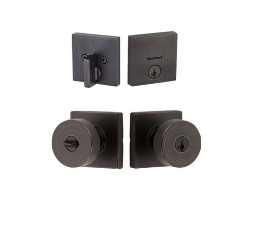 Kwikset 258SQT-740PSKSQT-11P Venetian Bronze Downtown Single Cylinder Deadbolt with Pismo Keyed Entry Knob