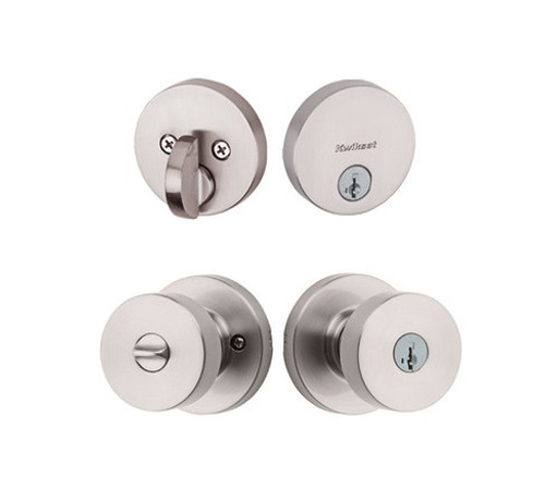 Kwikset 258RDT-740PSKRDT-15 Satin Nickel Uptown Single Cylinder Deadbolt with Pismo Keyed Entry Knob