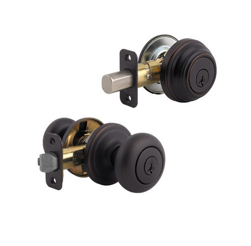 Kwikset 980-740H-11P Venetian Bronze Single Cylinder Deadbolt with Hancock Knob