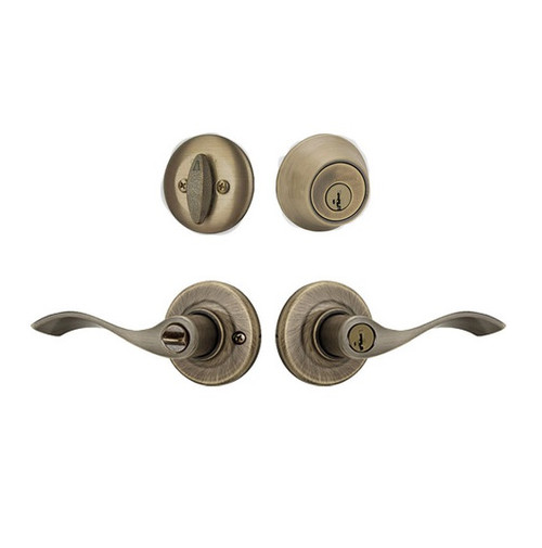 Kwikset 660-405BL-5 Antique Brass Single Cylinder Deadbolt with Balboa Lever