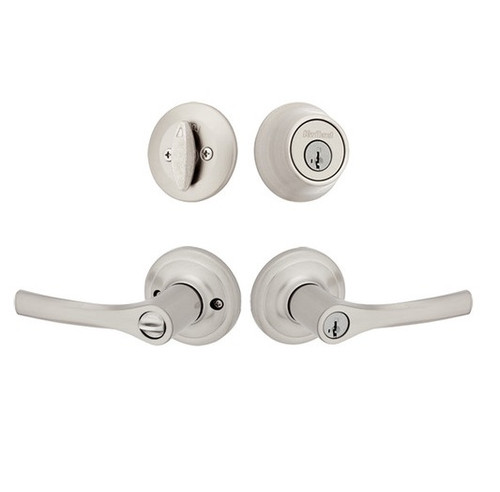 Kwikset 660-405HYL-15 Satin Nickel Single Cylinder Deadbolt with Henley Lever