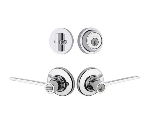 Kwikset 660RDT-405LRLRDT-26 Polished Chrome Single Cylinder Deadbolt with Ladera Lever