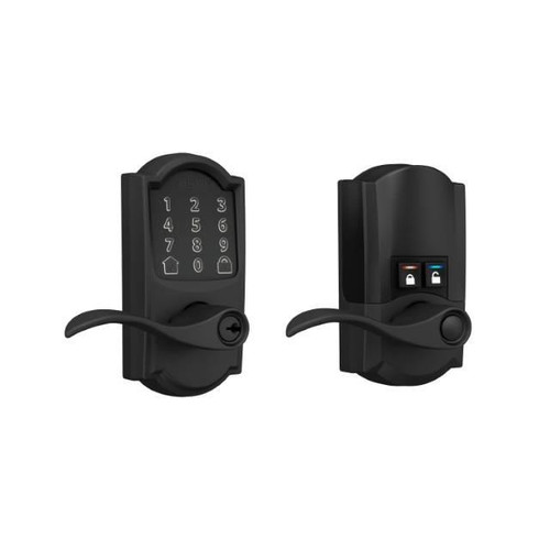 Schlage Residential FE789WBCCAM622ACC Camelot Encode Smart Wifi Touchscreen Accent Lever Lock Matte Black Finish