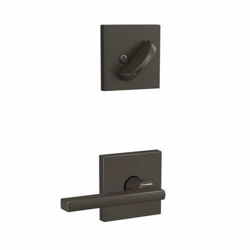 Schlage FC59LAT530COL Latitude Lever with Collins Rose Black Stainless Single Cylinder Handlesets (Interior Side Only)