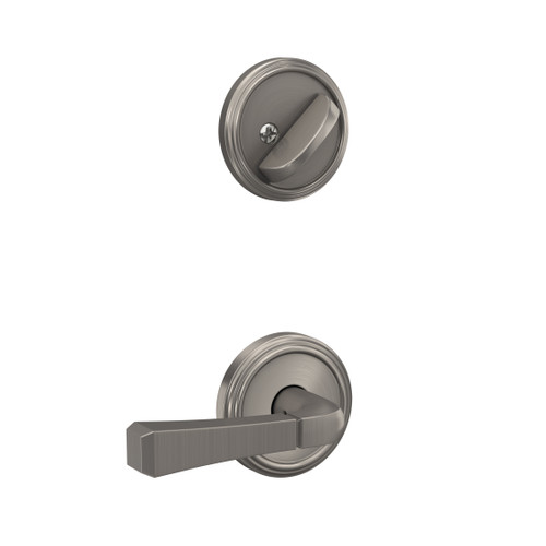 Schlage FC59RVT619IND Rivington Lever with Indy Rose Satin Nickel Single Cylinder Handlesets (Interior Side Only)