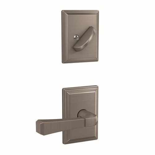 Schlage FC59RVT619GDV Rivington Lever with Grandville Rose Satin Nickel Single Cylinder Handlesets (Interior Side Only)