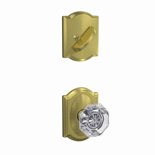 Schlage FC59ALX608CAM Alexandria Knob with Camelot Rose Satin Brass Single Cylinder Handlesets (Interior Side Only)