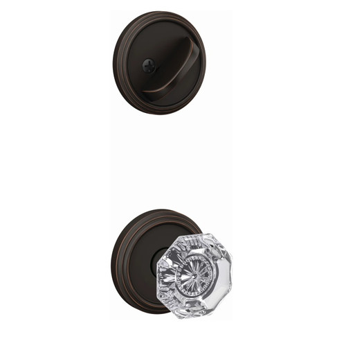 Schlage FC59ALX716IND Alexandria Knob with Indy Rose Aged Bronze Single Cylinder Handlesets (Interior Side Only)