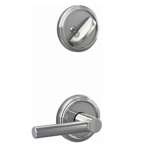 Schlage FC94BRW625IND Broadway Lever with Indy Rose Polished Chrome Dummy Handleset (Interior Side Only)