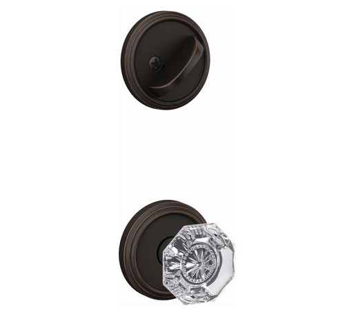 Schlage FC94ALX716IND Alexandria Knob with Indy Rose Aged Bronze Dummy Handleset (Interior Side Only)