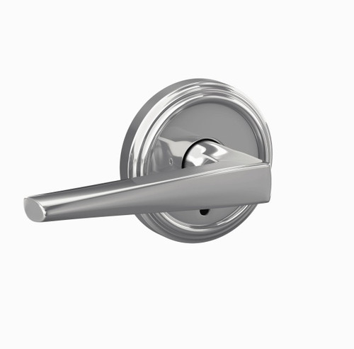 Schlage FC21ELR625IND Eller Lever with Indy Rose Passage and Privacy Lock Polished Chrome Finish