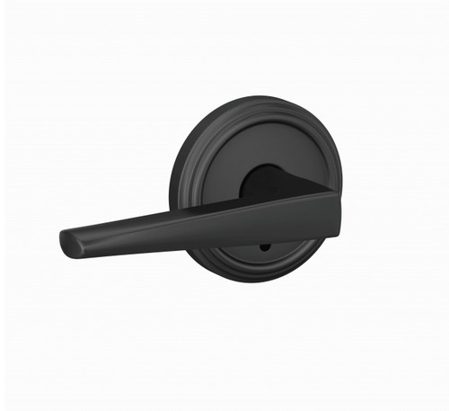 Schlage FC21ELR622IND Eller Lever with Indy Rose Passage and Privacy Lock Matte Black Finish