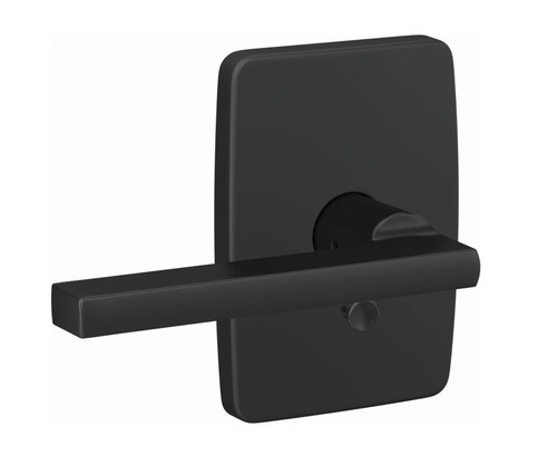 Schlage FC21LAT622GEE Latitude Lever with Greene Rose Passage and Privacy Lock Matte Black Finish