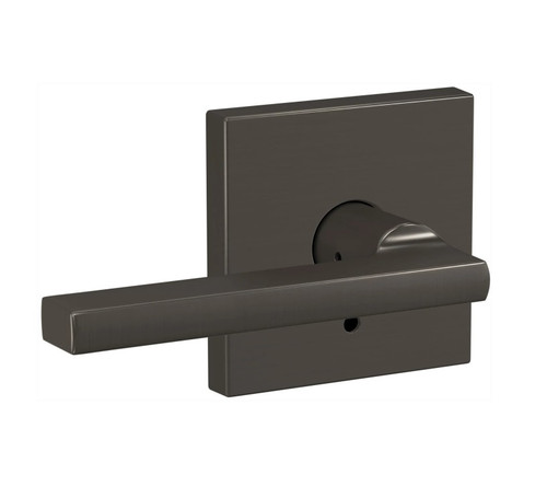 Schlage FC172LAT530COL Latitude Lever with Collins Rose Non Turning Dummy Lock Black Stainless Finish