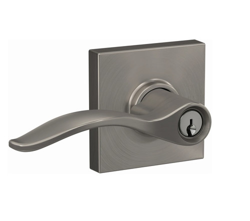 Schlage F51APEN619COL Satin Nickel Keyed Entry Pennant Style Lever with Collins Rose