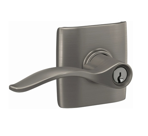 Schlage F51APEN619DLT Satin Nickel Keyed Entry Pennant Style Lever with Dalton Rose