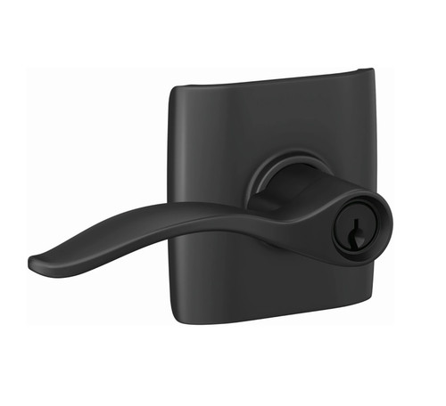 Schlage F51APEN622DLT Matte Black Keyed Entry Pennant Style Lever with Dalton Rose