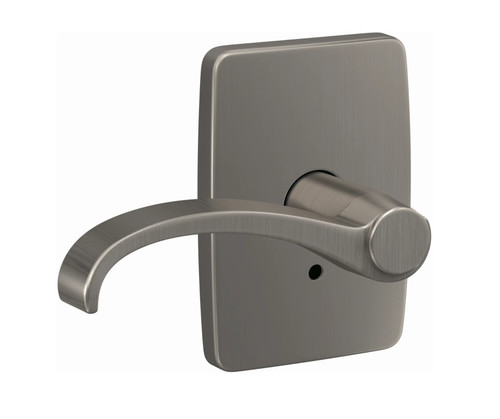 Schlage FC172WIT619GEE Whitney Lever with Greene Rose Non Turning Dummy Lock Satin Nickel Finish