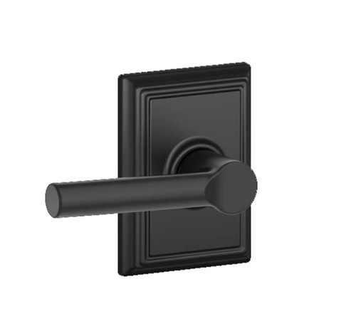 Schlage F10BRW622ADD Matte Black Passage Broadway Style Lever with Addison Rose