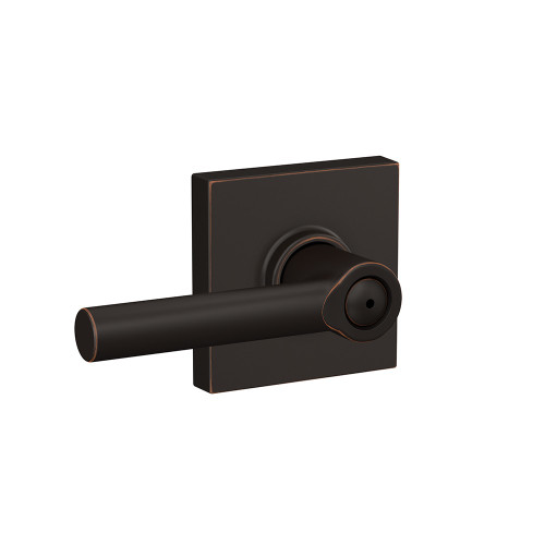 Schlage F40BRW716COL Aged Bronze Privacy Broadway Style Lever with Collins Rose